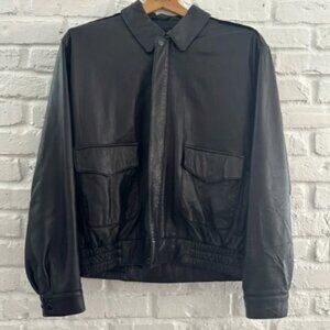 Men’s Leather Bomber Jacket, XL
